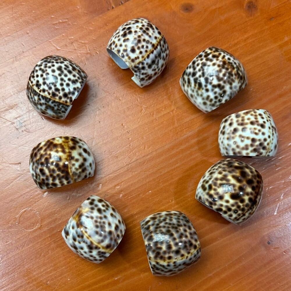 Vintage Tiger Cowrie Shell Napkin Rings- Set of 8